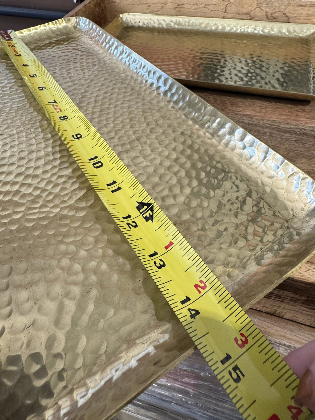 Lot 11 – Gold Hammered Metal Rectangular Trays, Set of 2