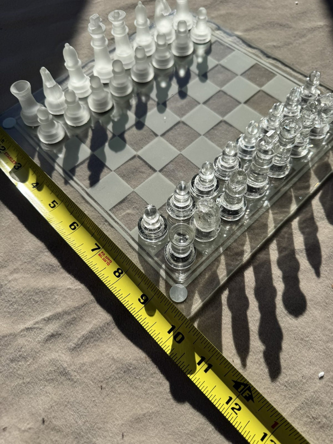 Lot 18 – Glass Chess Set with Frosted & Clear Pieces and Glass Board