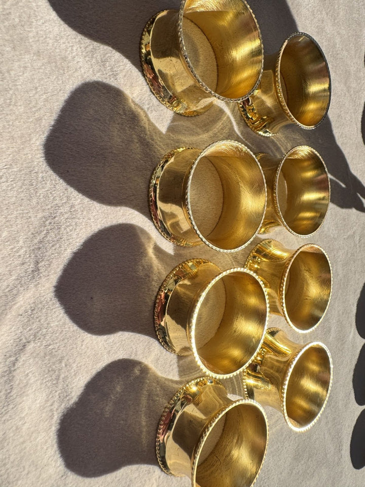 Lot 24 – Gold Metal Beaded Edge Napkin Rings, Set of 8