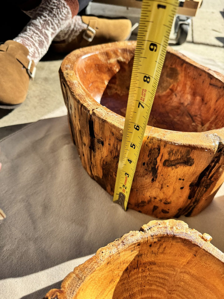 Lot 28 – Hand-Carved Rustic Teak Root Live-Edge Bowls, Set of 3