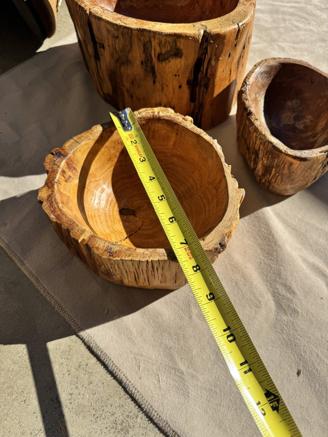 Lot 28 – Hand-Carved Rustic Teak Root Live-Edge Bowls, Set of 3