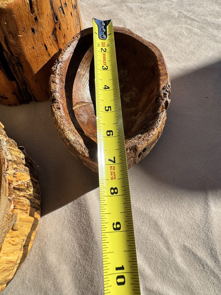 Lot 28 – Hand-Carved Rustic Teak Root Live-Edge Bowls, Set of 3