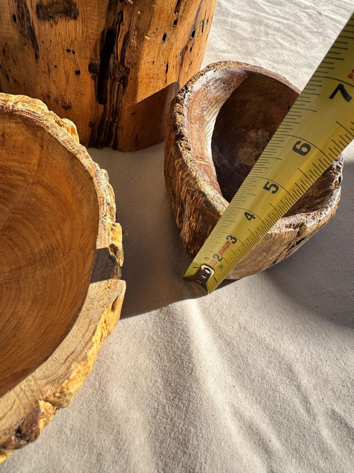 Lot 28 – Hand-Carved Rustic Teak Root Live-Edge Bowls, Set of 3