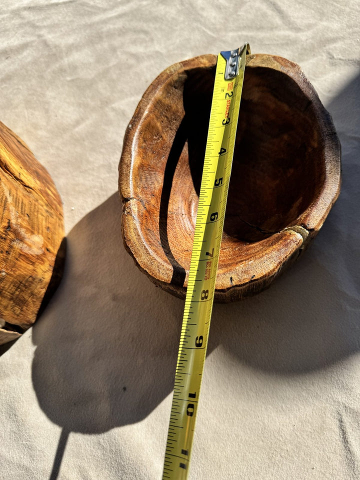 Lot 80 – Hand-Carved Rustic Teak Root Live-Edge Bowls, Set of 2