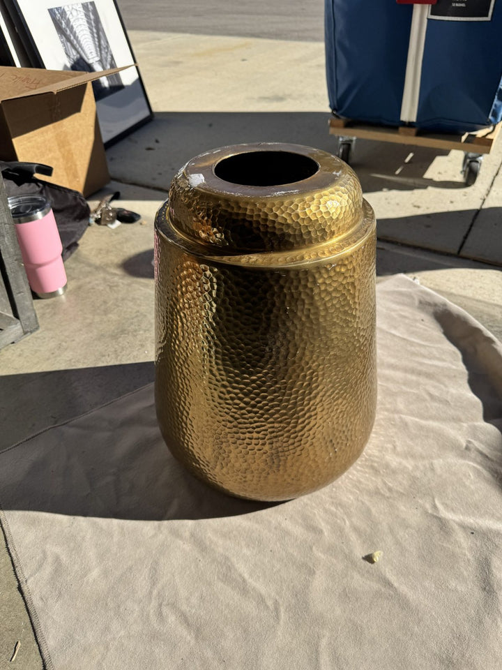 Lot 38 – Gold Hammered Metal Vase Urn, 14 in