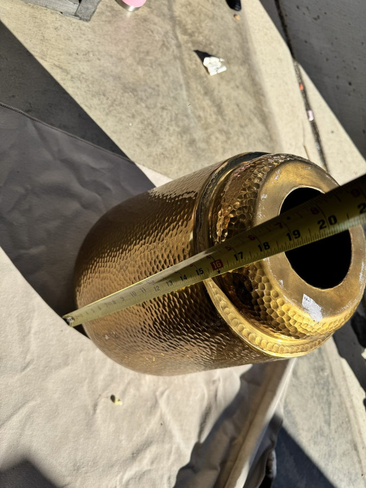 Lot 38 – Gold Hammered Metal Vase Urn, 14 in