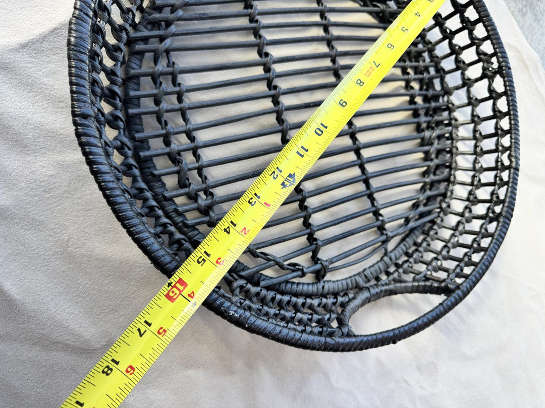 Lot 43 – Black Woven Round Basket Tray with Handles, 18in