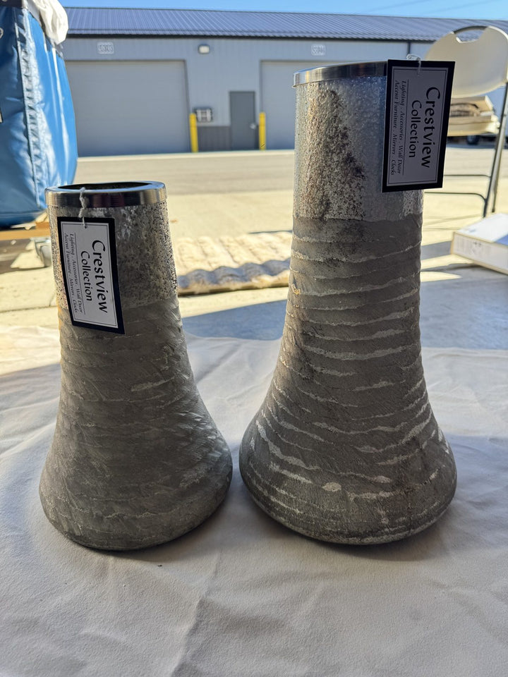 Lot 44 – Crestview Collection Textured Silver Metallic Vases, Set of 2