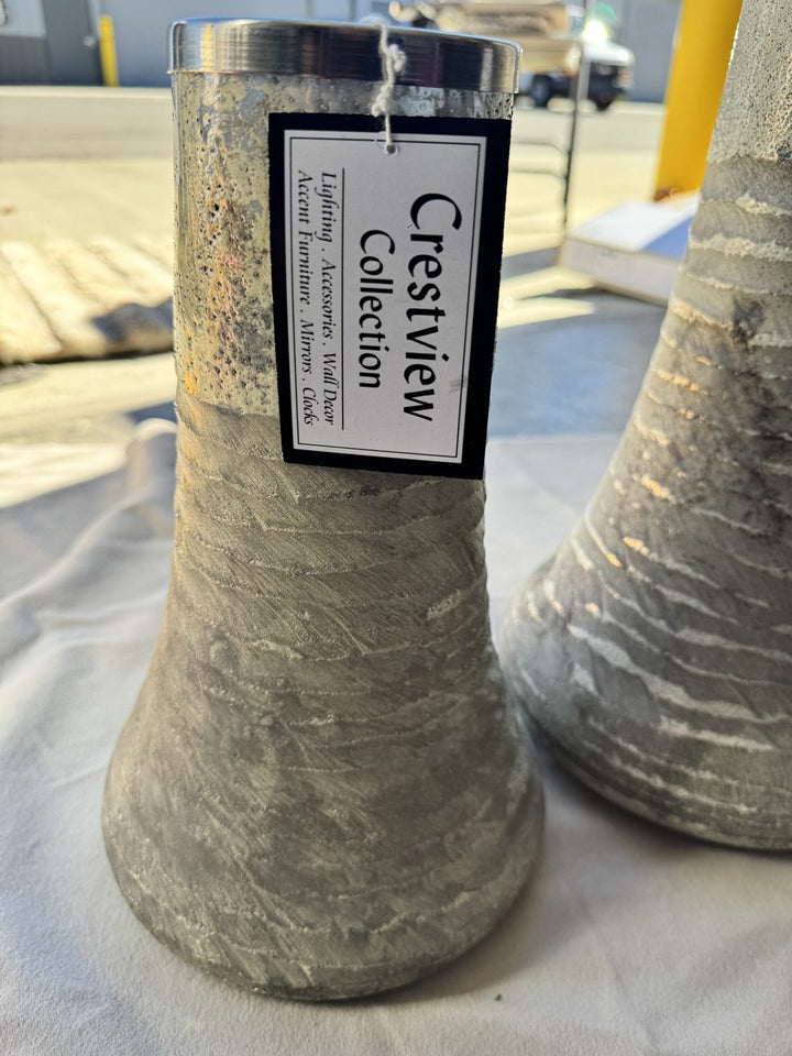 Lot 44 – Crestview Collection Textured Silver Metallic Vases, Set of 2