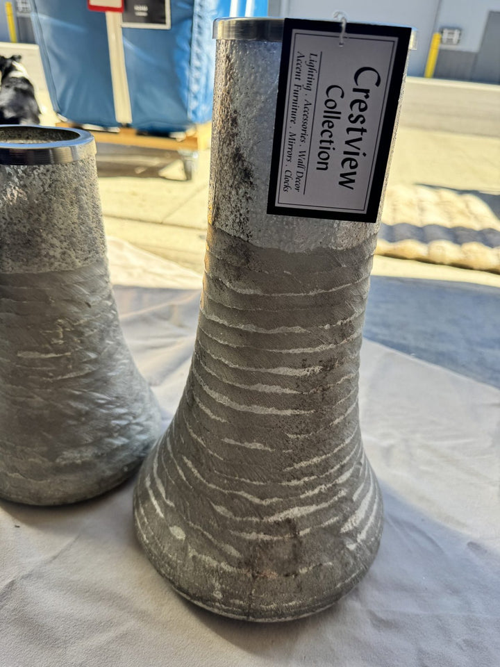Lot 44 – Crestview Collection Textured Silver Metallic Vases, Set of 2