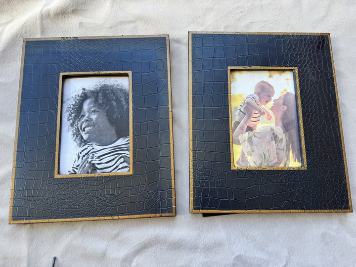 Lot 45 – Black Croc-Embossed 5x7 Tabletop Frames with Gold Edge, Set of 2