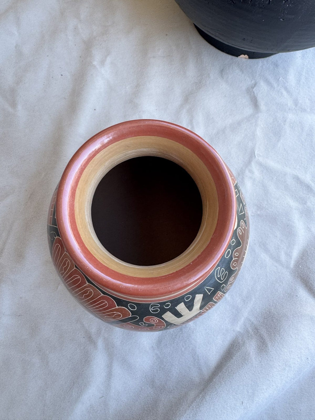 Lot 68 – Signed Nicaraguan Hand-Carved Pottery Vase, 9 in