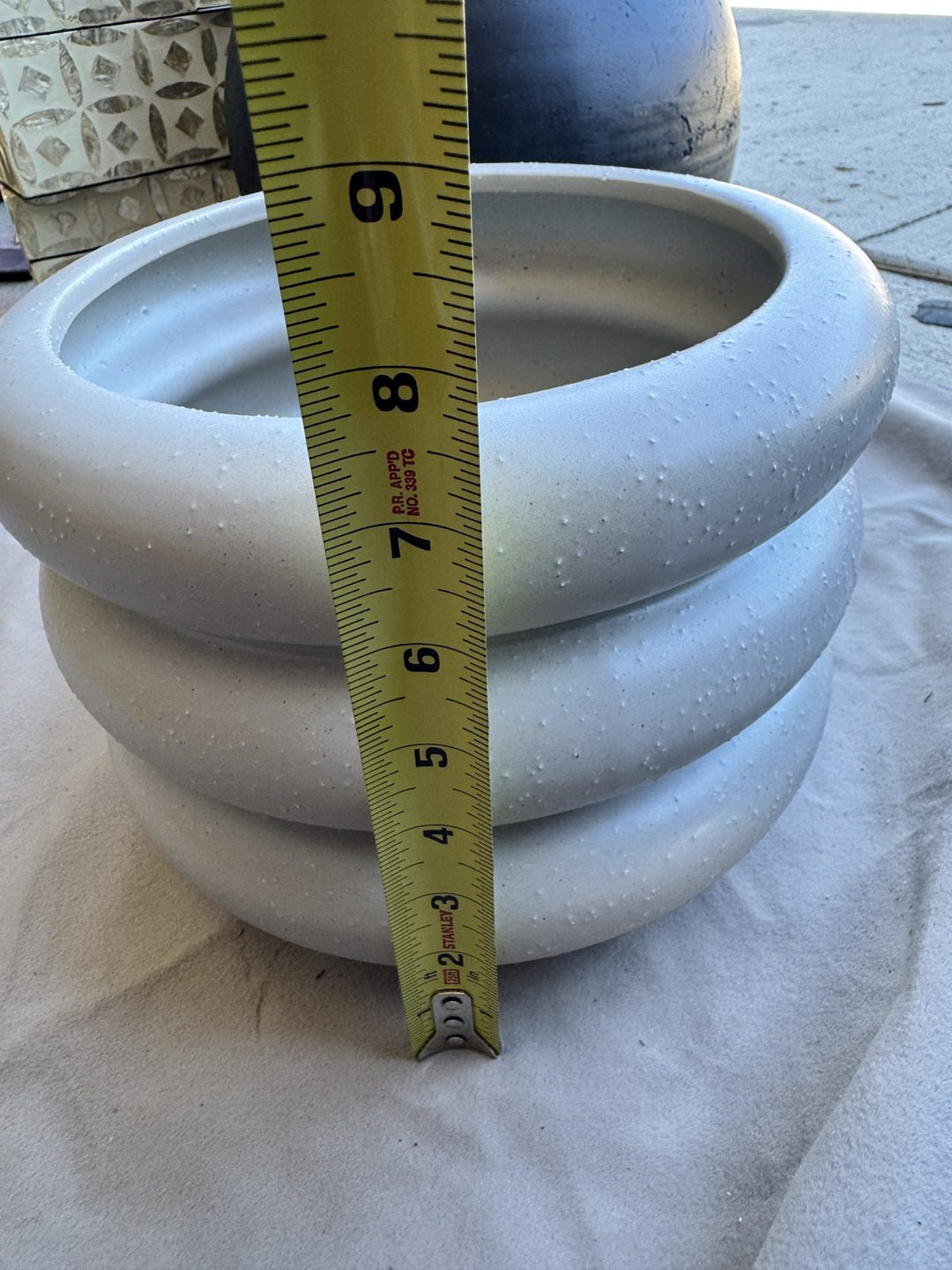 Lot 69 – Stacked Ring Bubble Ceramic Planter, Speckled Gray