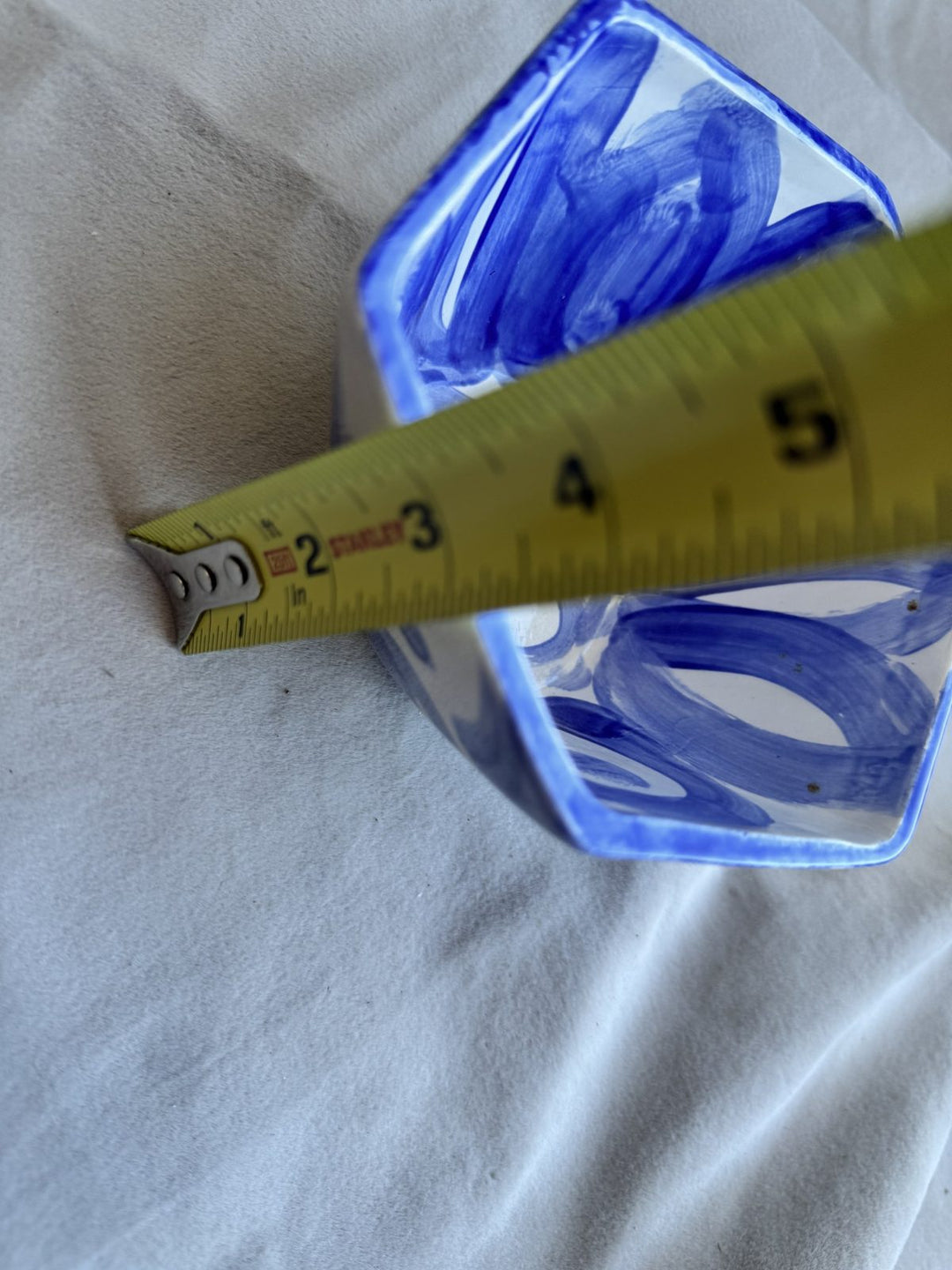 Lot 72 – Blue & White Hand-Painted Hexagon Ceramic Bowl, 7 in