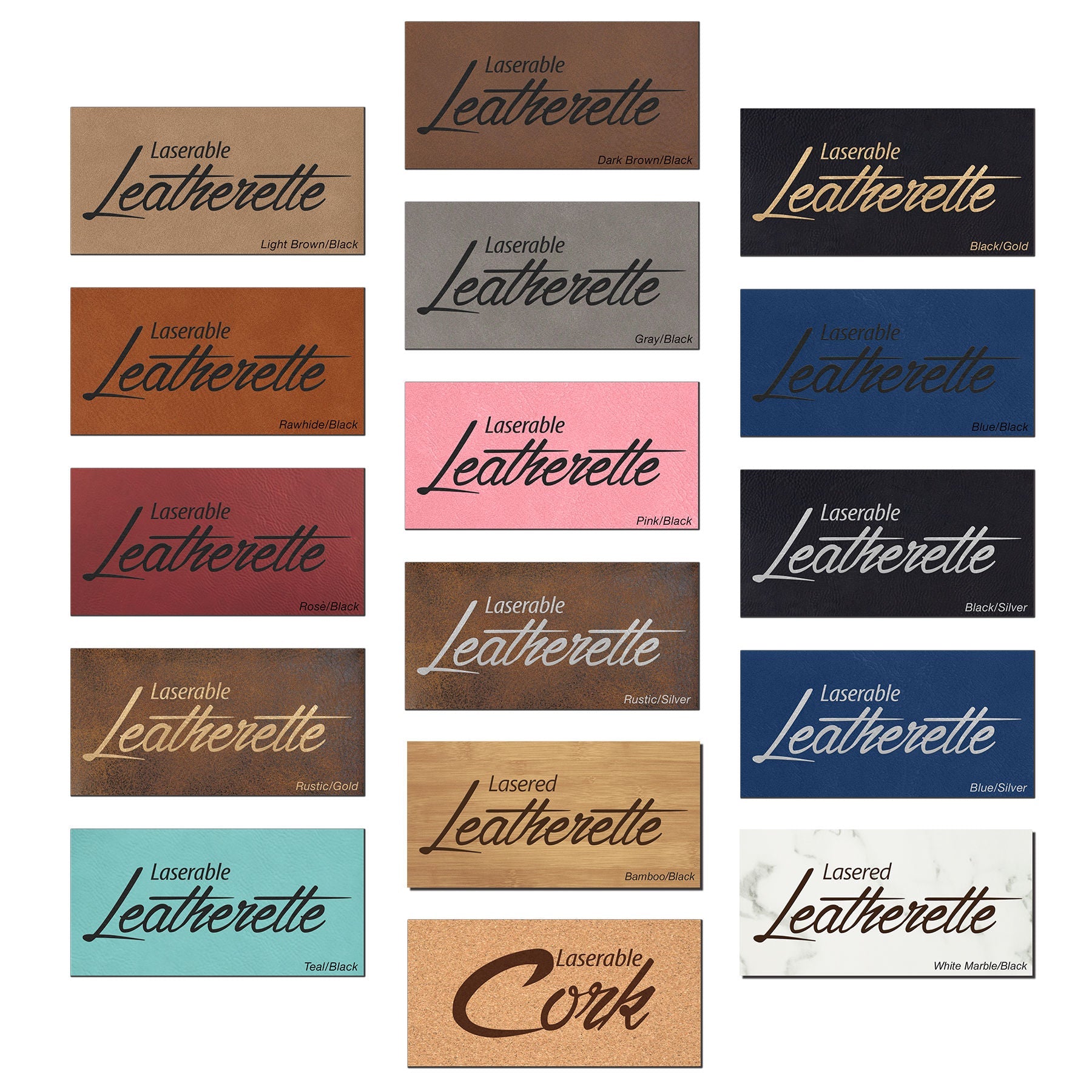 Laserable Leatherette Sheet Sample Pack 12