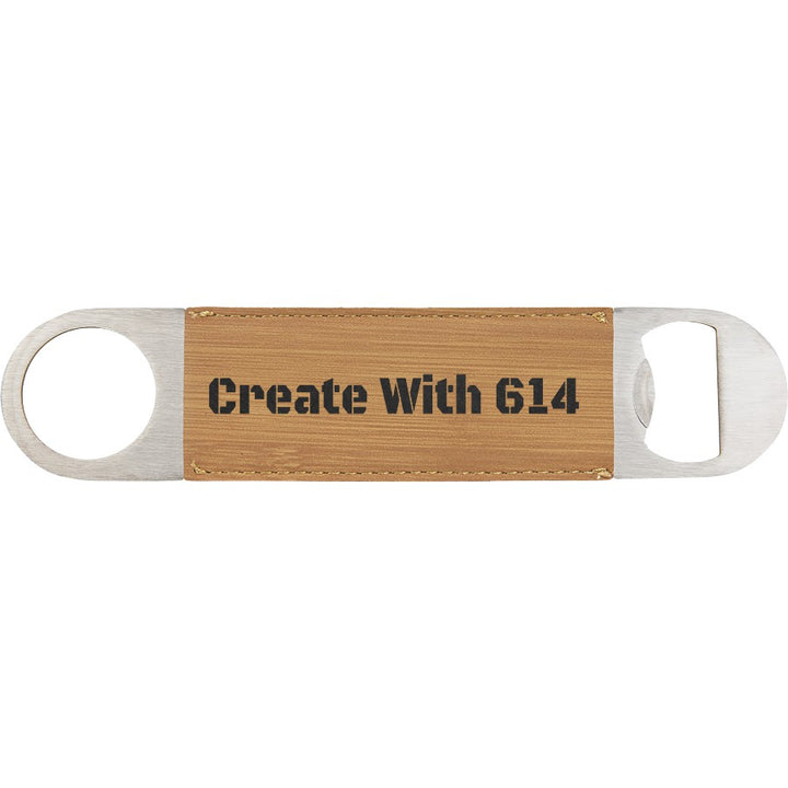 Laserable Leatherette Bottle Opener Bamboo Black | Create With 614