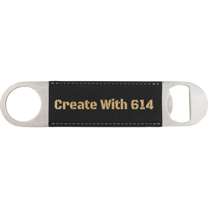 Laserable Leatherette Bottle Opener Black Gold | Create With 614