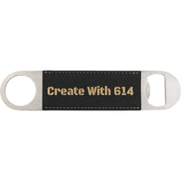 Laserable Leatherette Bottle Opener Black Gold | Create With 614