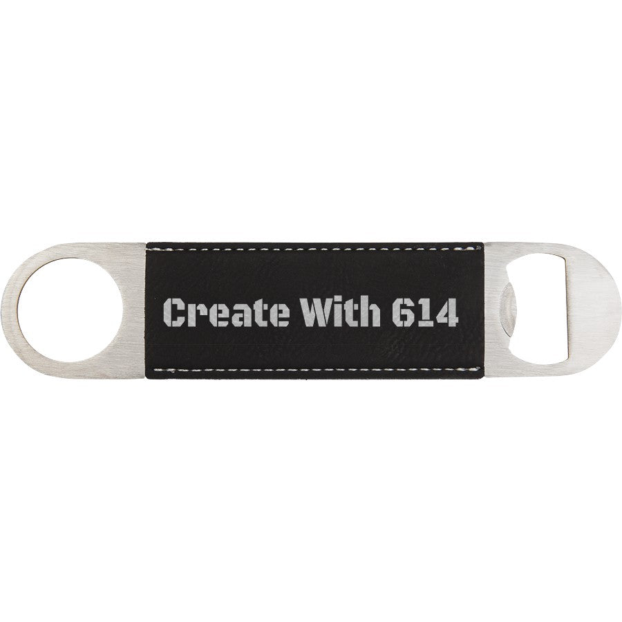 Laserable Leatherette Bottle Opener Black Silver | Create With 614