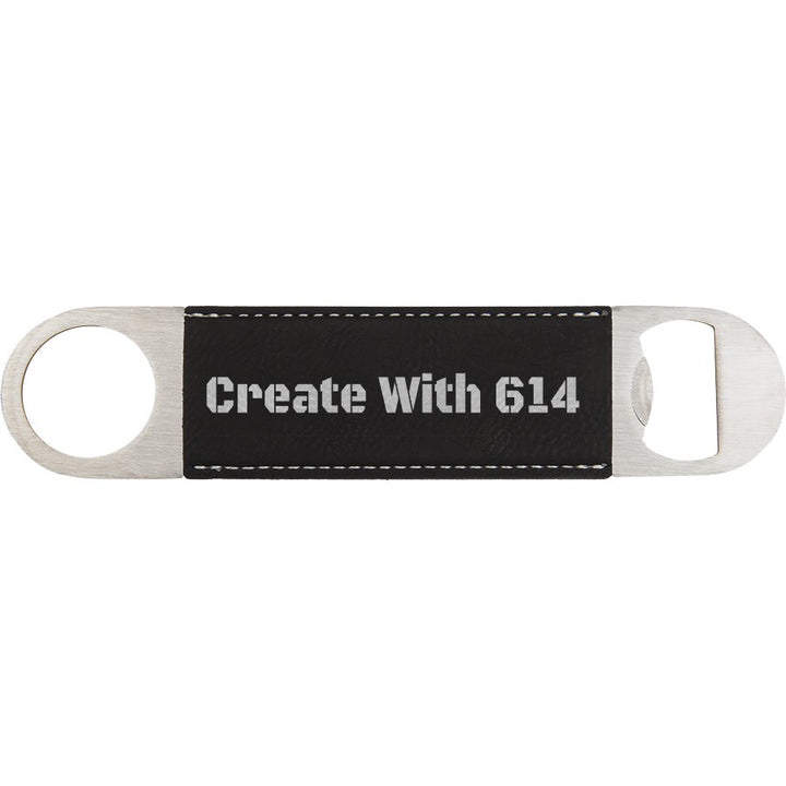 Laserable Leatherette Bottle Opener Black Silver | Create With 614