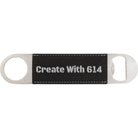 Laserable Leatherette Bottle Opener Black Silver | Create With 614