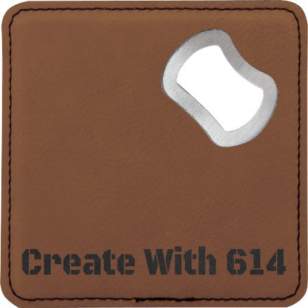 Laserable Leatherette Bottle Opener Coaster Dark Brown Black |  Create With 614