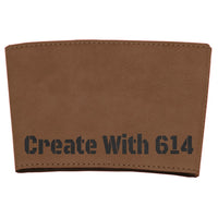 Laserable Leatherette Coffee Mug Sleeve Dark Brown Black | Create With 614