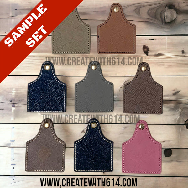2" x 3" Laserable Leatherette Cow Tag Patch with Adhesive Sample Set | Create With 614