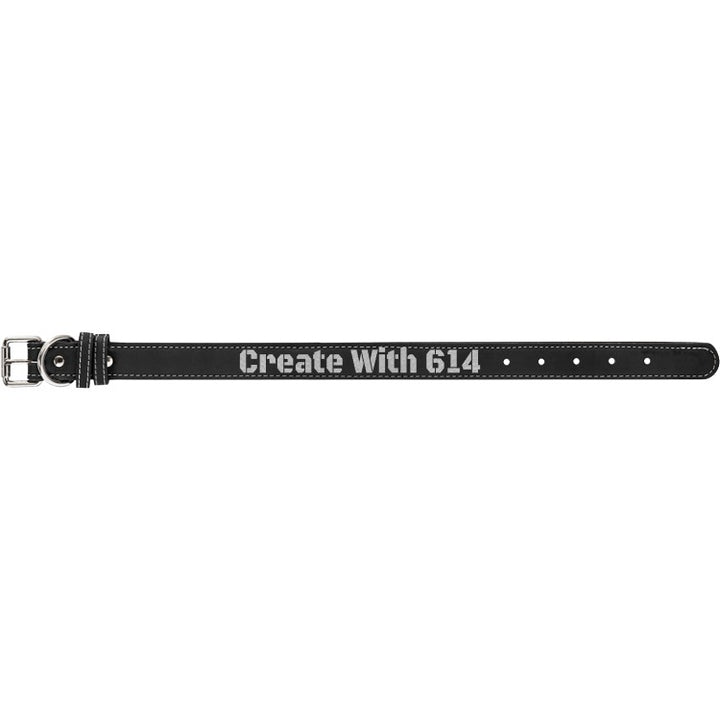 Laserable Leatherette Dog Collar 15" Black Silver | Create With 614