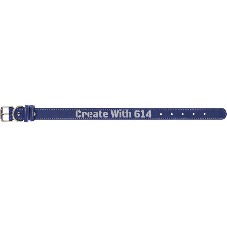 Laserable Leatherette Dog Collar 15" Blue Silver | Create With 614