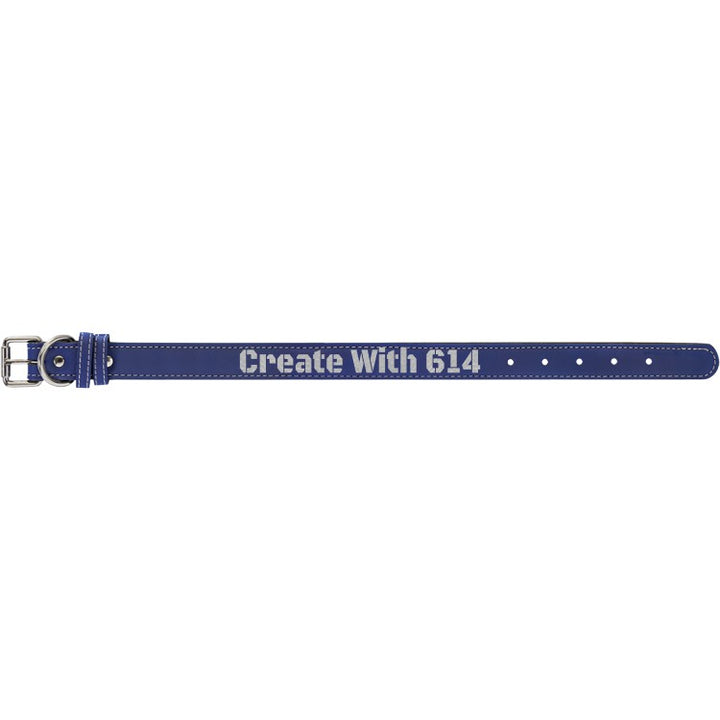 Laserable Leatherette Dog Collar 15" Blue Silver | Create With 614