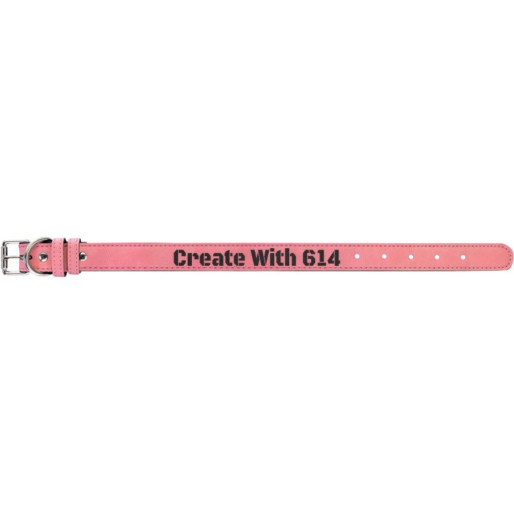 Laserable Leatherette Dog Collar 15" Pink Black | Create With 614