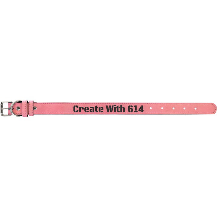 Laserable Leatherette Dog Collar 15" Pink Black | Create With 614