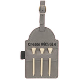 Laserable Leatherette Golf Bag Tag with 3 Wooden Tees