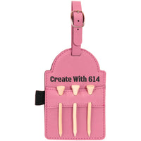 Laserable Leatherette Golf Bag Tag with 3 Wooden Tees