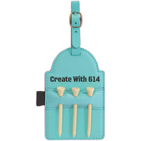 Laserable Leatherette Golf Bag Tag with 3 Wooden Tees