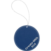 Laserable Leatherette Round Ornament Blue Silver | Create With 614