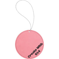 Laserable Leatherette Round Ornament Pink Black | Create With 614