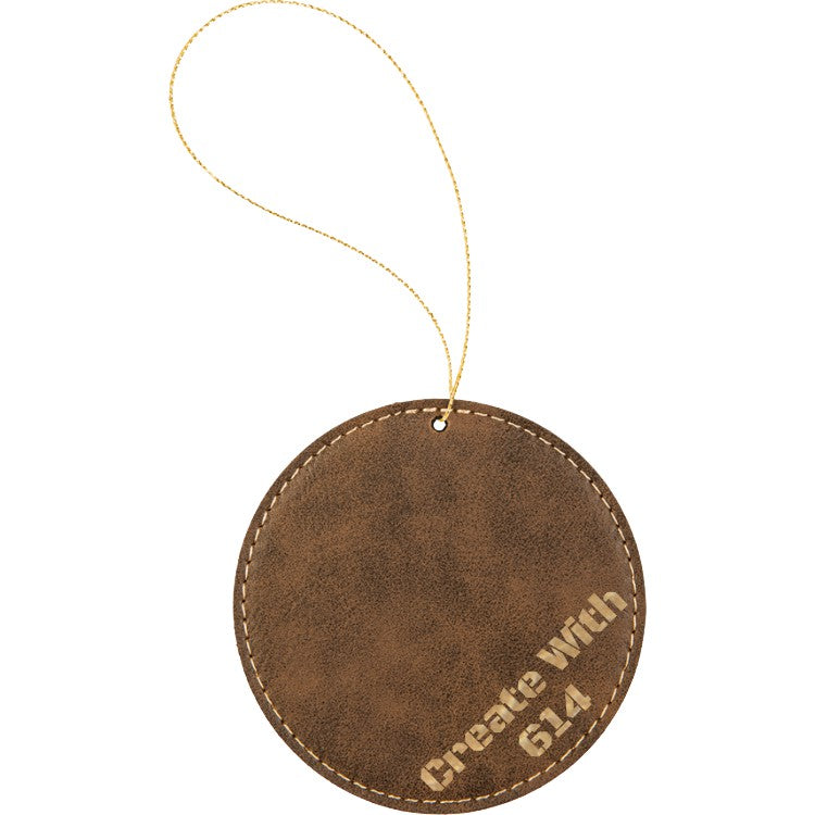 Laserable Leatherette Round Ornament Rustic Gold | Create With 614