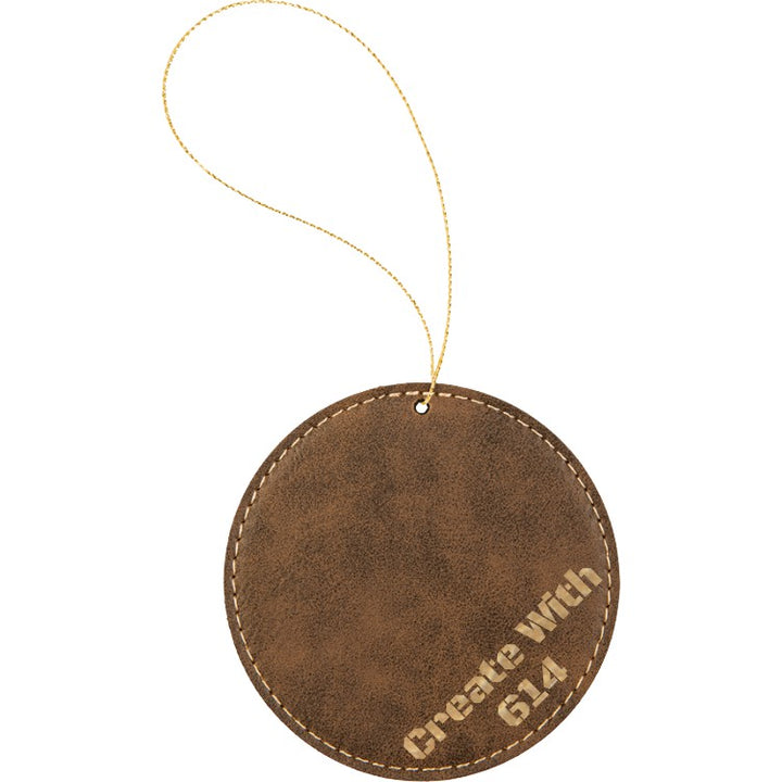 Laserable Leatherette Round Ornament Rustic Gold | Create With 614