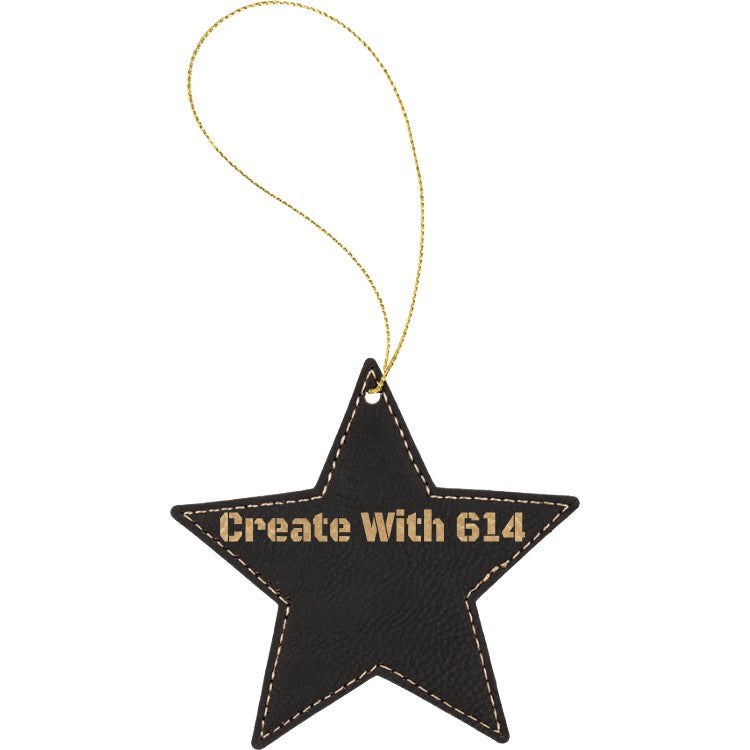 Laserable Leatherette Star Ornament Black Gold | Create With 614