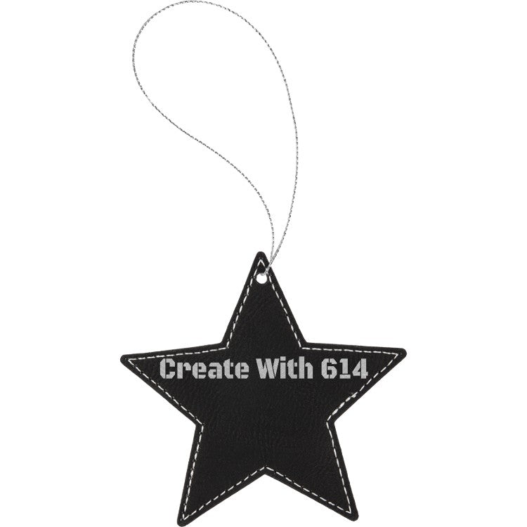 Laserable Leatherette Star Ornament Black Silver | Create With 614