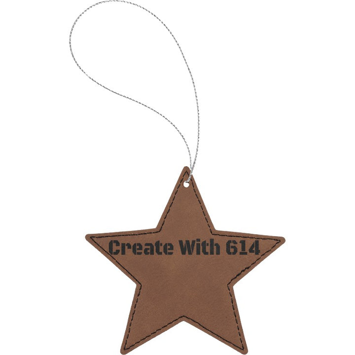 Laserable Leatherette Star Ornament Light Brown Black | Create With 614