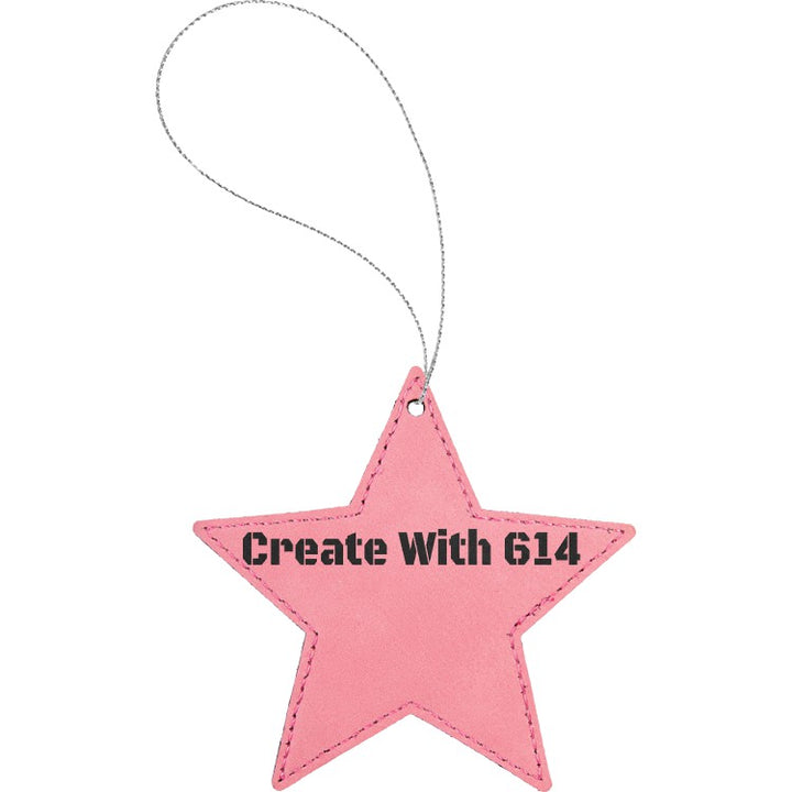 Laserable Leatherette Star Ornament Pink Black | Create With 614