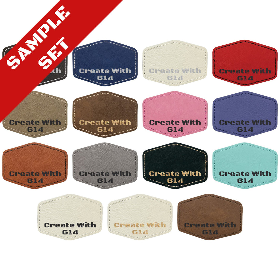 Laserable Leatherette 3.5"x2.5" Hexagon Patch with Adhesive - Perfect for laser engraving and crafting