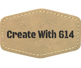 Laserable Leatherette 3" x 2" Hexagon Patch with adhesive - Perfect for laser engraving and crafting