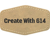 Laserable Leatherette 3" x 2" Hexagon Patch with Adhesive