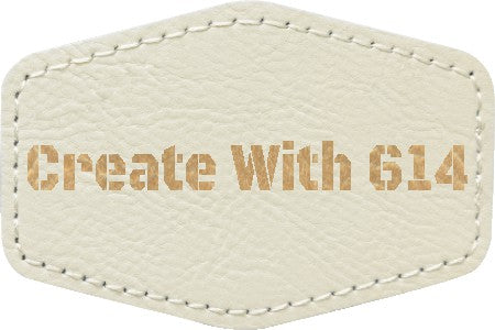Laserable Leatherette Patch 3"x2" Hexagon White Gold | Create With 614
