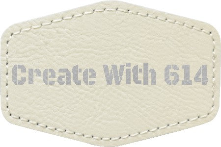Laserable Leatherette Patch 3"x2" Hexagon White Silver | Create With 614