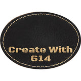 Laserable Leatherette Patch 3.5"x2.5" Oval Black Gold | Create With 614